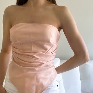 NWT Zara Pink Satin Scarf Top - Size Small